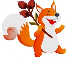 Autumn fox cute cartoon character shiny vector
