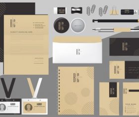 Brand identity sets flat texts decor vector