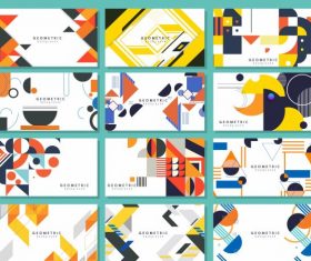 Abstract background templates collection colorful flat geometric decor vectors