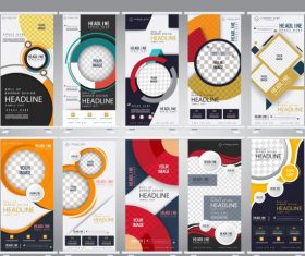 Corporate banner templates modern colorful vertical vectors