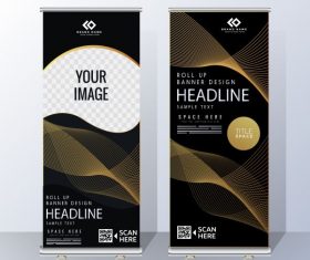 Corporate banner template elegant dark modern vertical vector