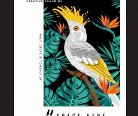 Nature poster template tropical parrot flowers vector