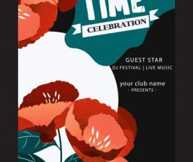 Spring time poster flowers decor dark colored vector design