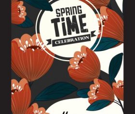 Spring poster templates colored blossom flowers vector