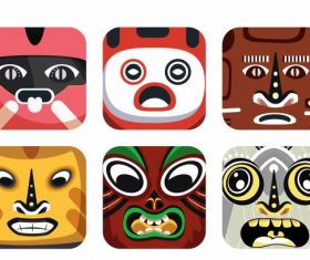 Square masks templates colorful decor emotional vector
