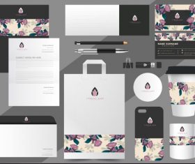 Brand identity sets floral decor vector