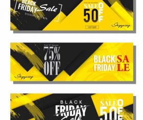 Black friday banners modern black yellow abstract decor vector design