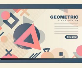 Geometric background colorful flat triangles circles squares shapes vector