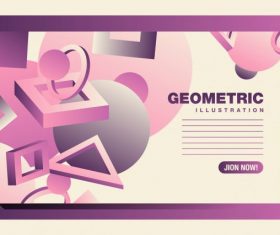 Geometric backdrop template modern 3d pink signs decor vector material