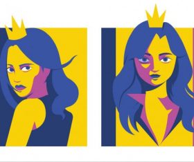 Princess portrait avatar colored cartoon character vector