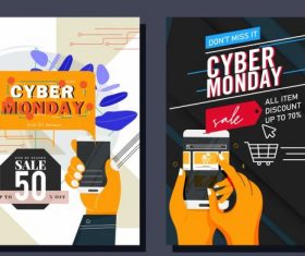 Cyber monday posters digital trading technology vector material