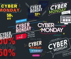 Cyber monday decor templates modern dynamic texts vector
