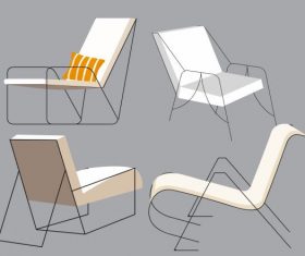 Chair furnitures icons simple 3d vector