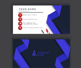 Business card template dark bright violet 3d shape shiny vector