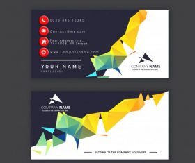 Business card template colorful geometric lowpoly 3d decor shiny vector