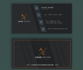 Business card template elegant black flat decor vector