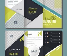 Corporate brochure templates trifold shape modern elegant checkered vector