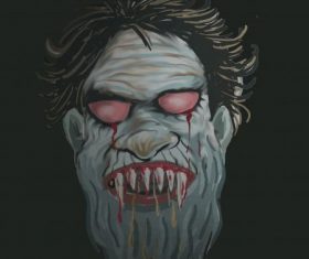 Zombie or ghost face digital painting vector