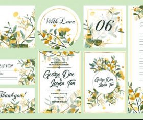 Wedding templates colorful elegant floral leaves decor vector