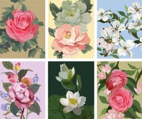 Flowers background templates colorful classical bloosom design vector