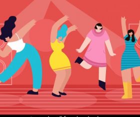 Party dance background motion colorful cartoon vector set