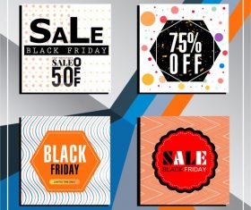 Black friday backgrounds colorful modern illusion decor set vector
