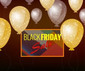 Black friday banner sparkling floating balloon modern colorful vector