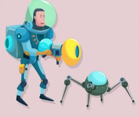 Space exploration icons modern cartoon character vector