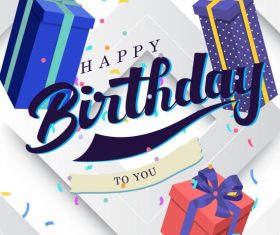 Birthday template floating gifts decor vector