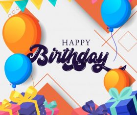 Birthday poster template colorful balloon ribbon decor illustration vector