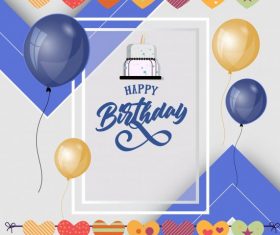 Birthday poster template colorful balloon hearts vector