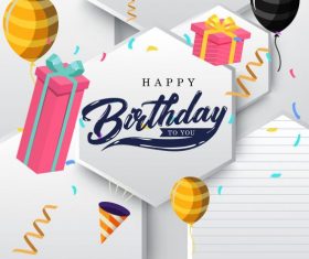 Birthday banner template modern bright 3d decor vector