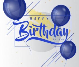 Birthday poster template modern bright balloon decor vector