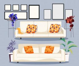 Furnitures icons sofa pictures sketch classic vector