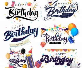 Birthday decorative elements classic texts vector