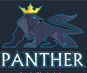 Panther logotype powerful decor modern colored flat sketch vector