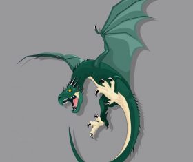 Western dragon fierce green vector graphics