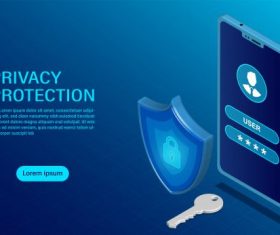 Banner protect data and confidentiality on mobile privacy protection vector graphics