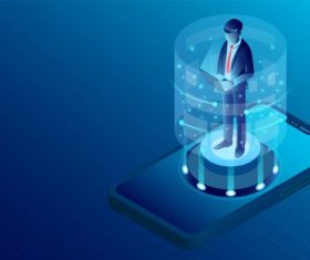 Mobile user banner vector