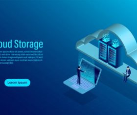 Cloud storage online computing storage concept isometric flat illustration vectors material