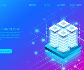 Datacenter server room cloud storage technology and big data processing protecting data security concept digital information isometric cartoon vector