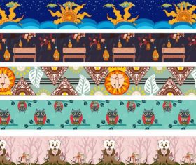 Border elements traditional tribal repeating vector material