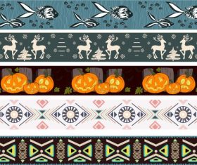 Border templates tribe animal halloween themes repeating vector
