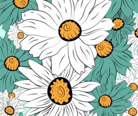 Flowers background colored handdrawn closeup vector