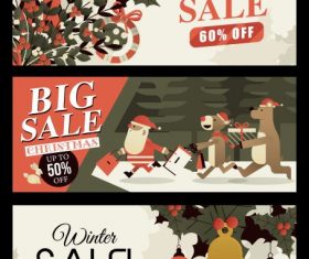 Christmas sale banners classical emblems vector