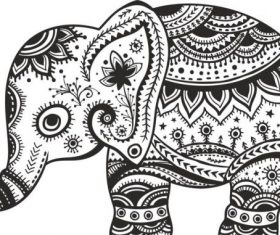 Retro floral elephant free cdrs art vector