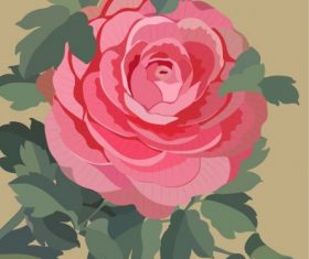 Rose flower painting colored retro vector