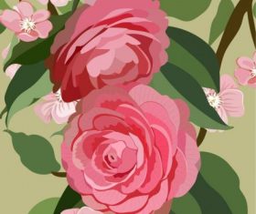 Blooming flora painting colorful retro vector