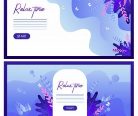 Relax time banners flowers colored vector