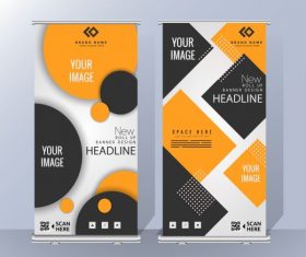 Corporate poster templates modern geometric standee shape shiny vector